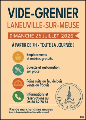 Vide-greniers le dimanche 26 juillet à Laneuville